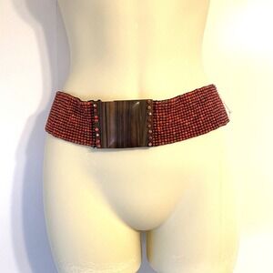 Coconut & Beads Belt  Boho Style Stretchy Belt S-M